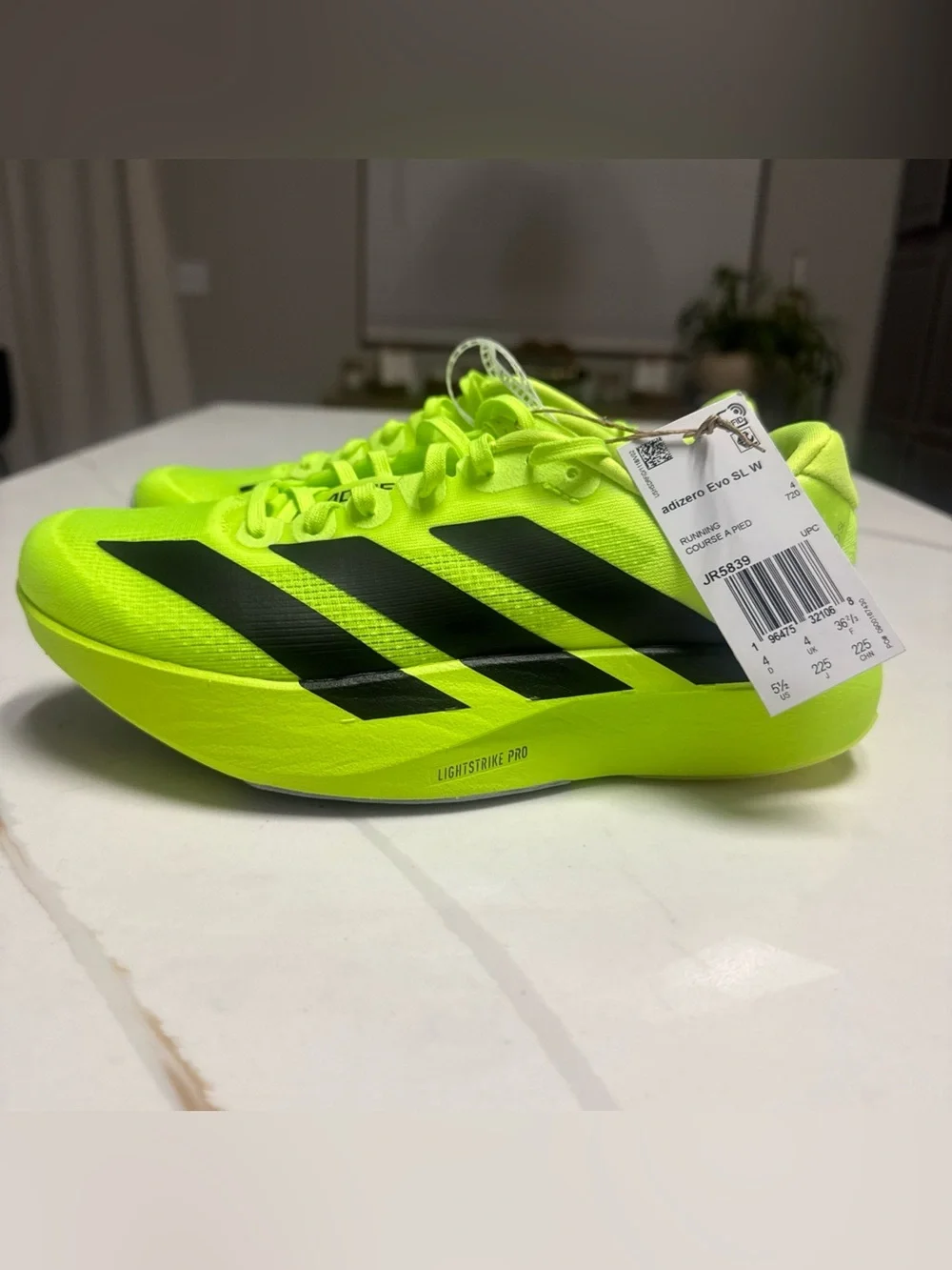 New Adidas Adizero Evo SL Running Shoes Lucid Lemon Black Womens Size 5.5 JR5839